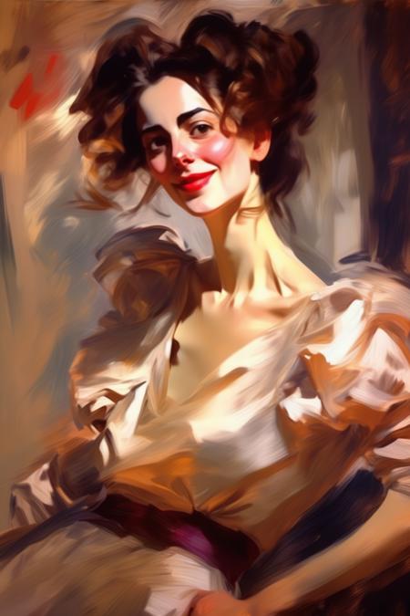 00468-2647574744-_lora_Lovis Corinth Style_1_Lovis Corinth Style - A portrait of a good looking woman with flirting attitude painted in the style.png